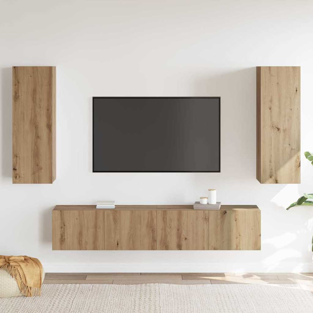 4 Piece TV Cabinet Set Artisan Oak Engineered Wood