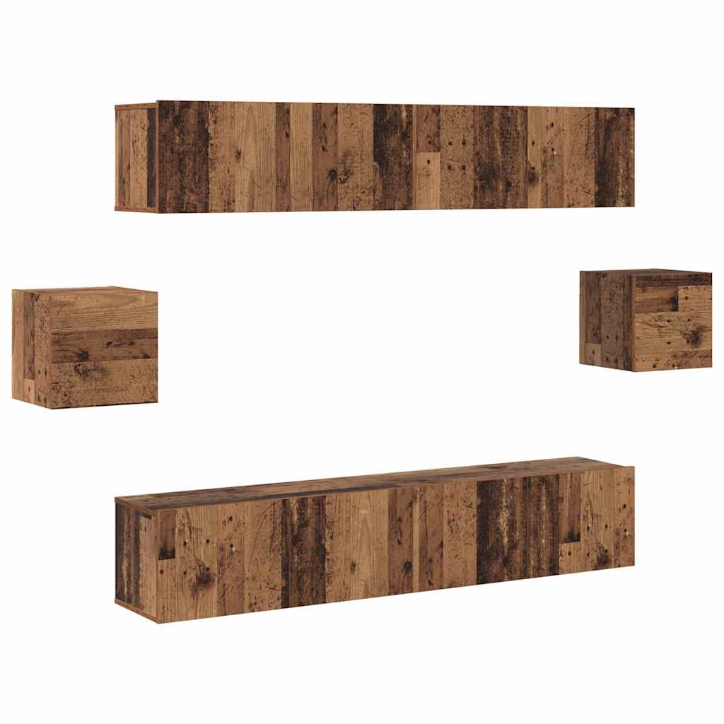 6 Piece TV Cabinet Set Old Wood Engineered Wood