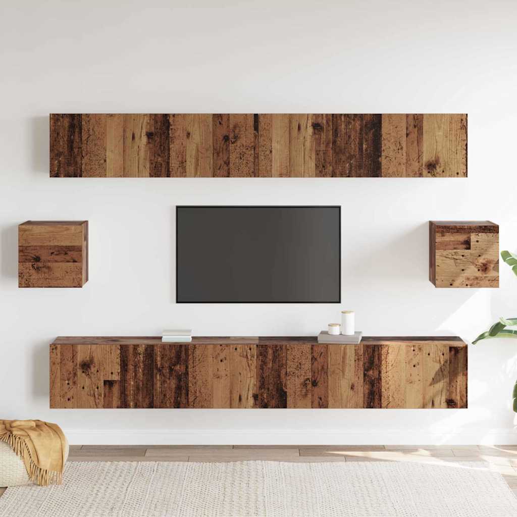 6 Piece TV Cabinet Set Old Wood Engineered Wood