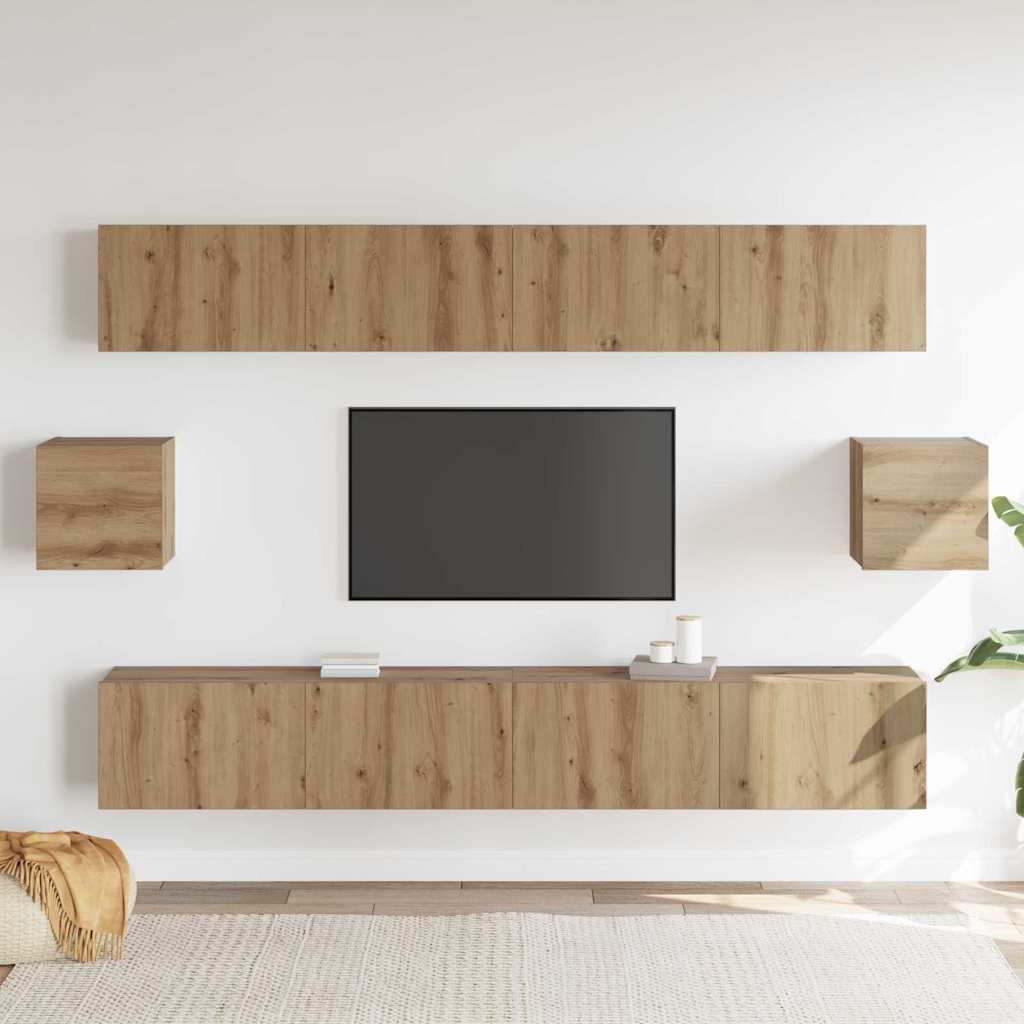 6 Piece TV Cabinet Set Artisan Oak Engineered Wood