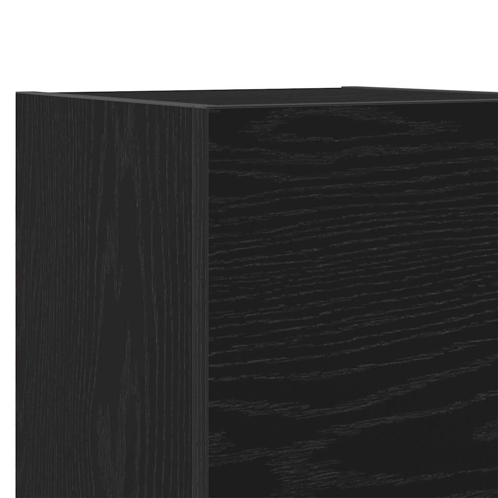 4 Piece TV Cabinet Set - Wall-Mounted, Black Oak, Engineered Wood