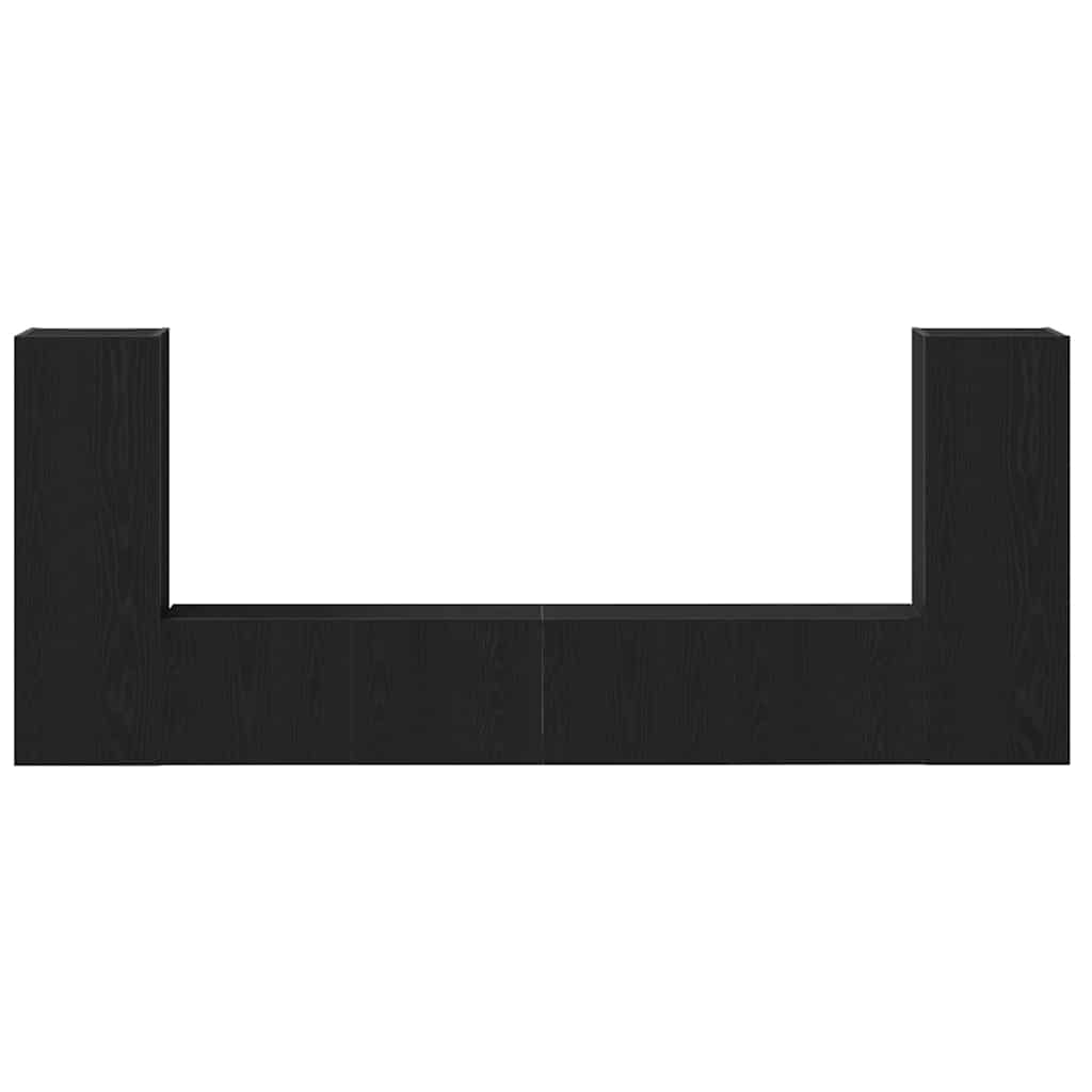 4 Piece TV Cabinet Set - Wall-Mounted, Black Oak, Engineered Wood