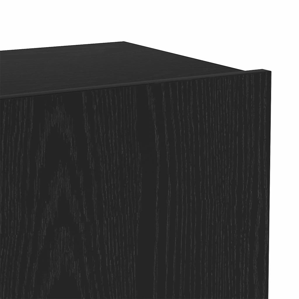 4 Piece TV Cabinet Set Wall-mounted Black Oak Engineered Wood