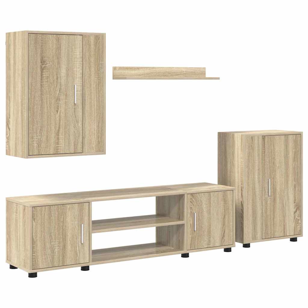 4 Piece TV Cabinet Set 4 pcs Sonoma oak Engineered wood