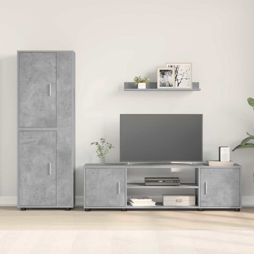 4 Piece TV Cabinet Set 4 pcs Concrete grey Engineered wood
