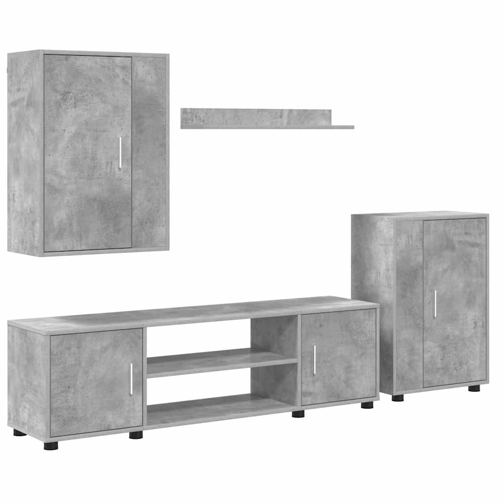 4 Piece TV Cabinet Set 4 pcs Concrete grey Engineered wood