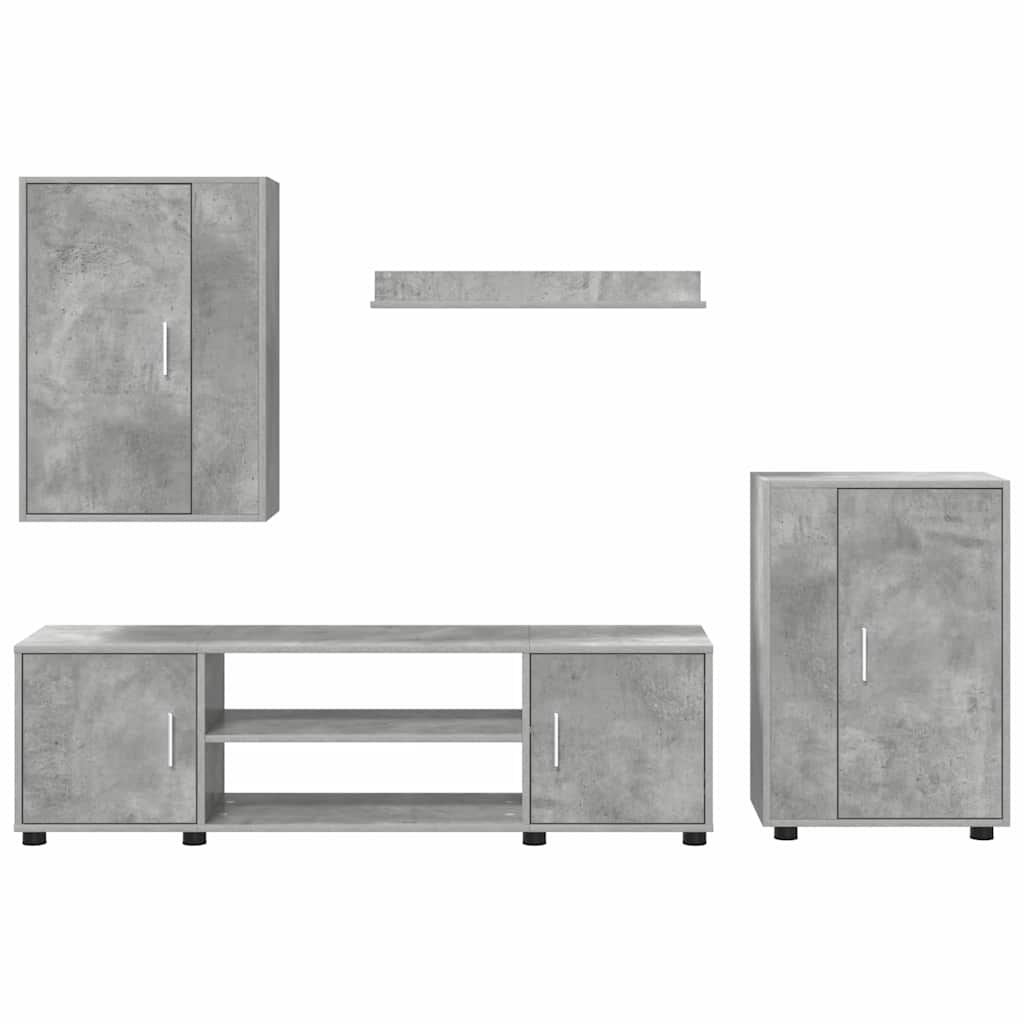 4 Piece TV Cabinet Set 4 pcs Concrete grey Engineered wood