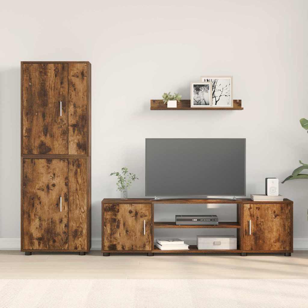 4 Piece TV Cabinet Set 4 pcs Somoked oak Engineered wood