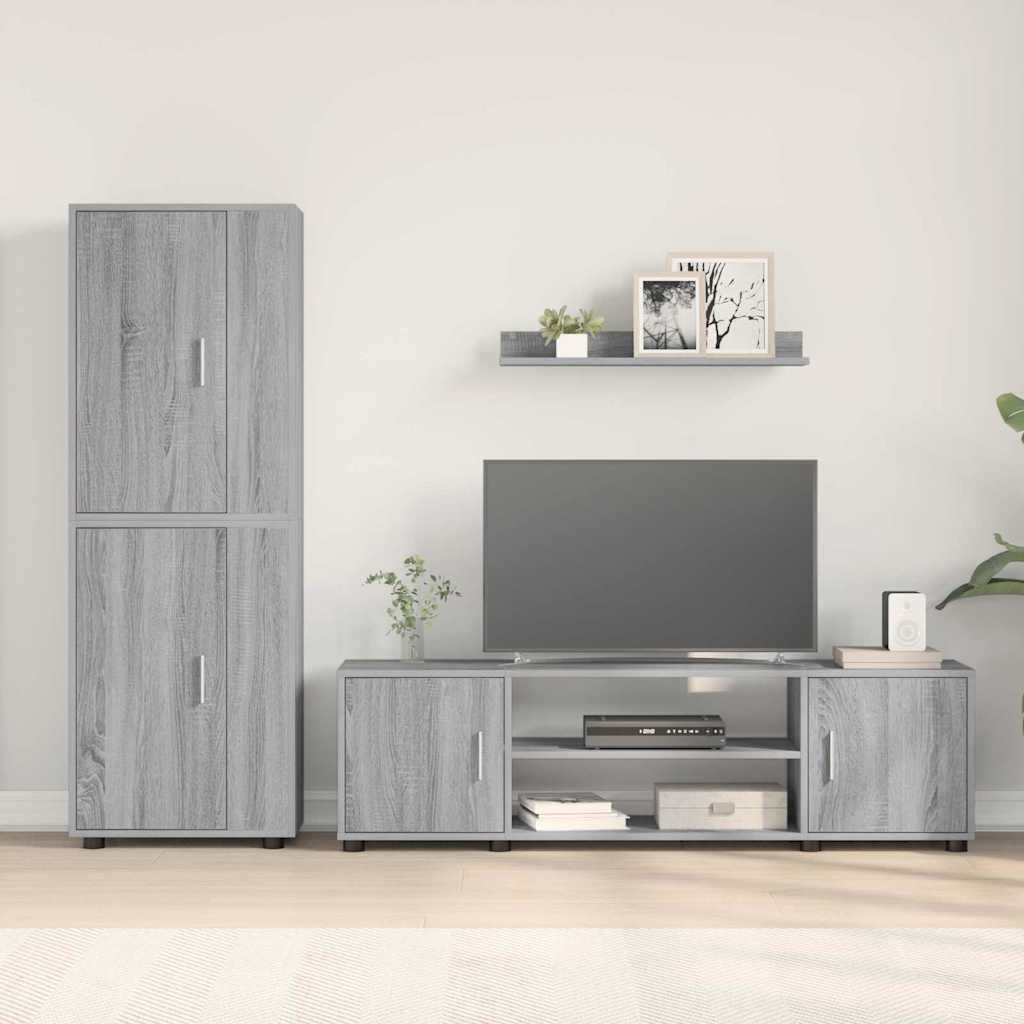 4 Piece TV Cabinet Set 4 pcs Grey sonoma Engineered wood
