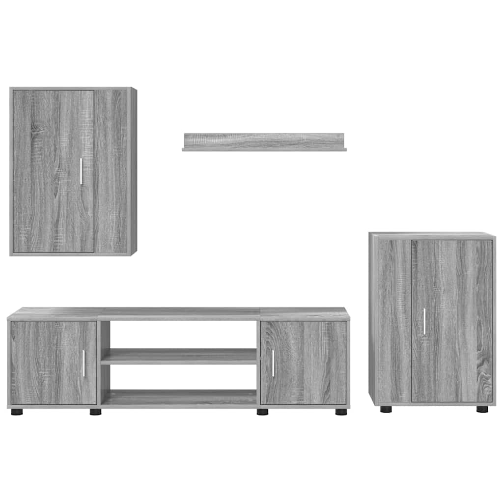 4 Piece TV Cabinet Set 4 pcs Grey sonoma Engineered wood