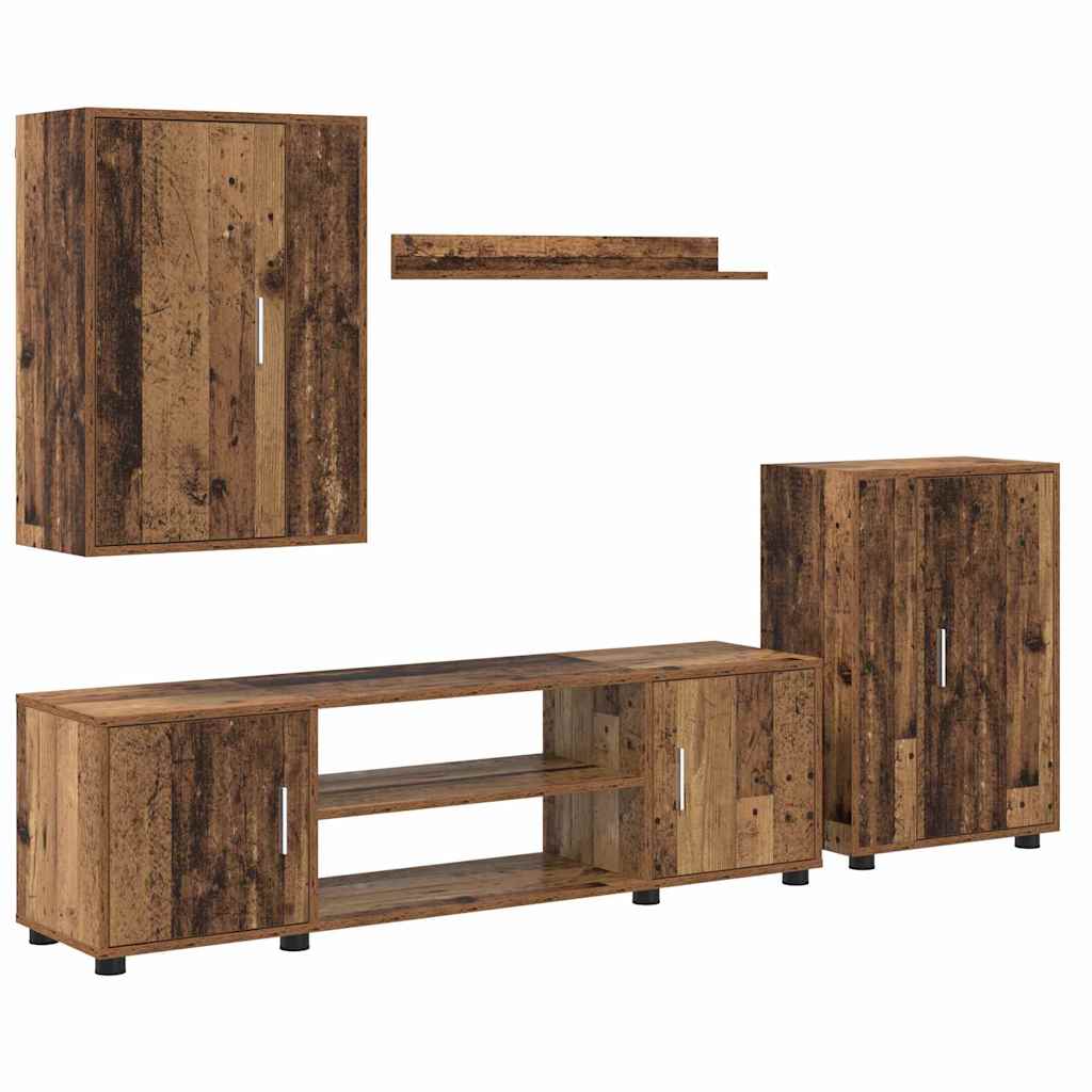 4 Piece TV Cabinet Set 4 pcs Old wood Engineered wood