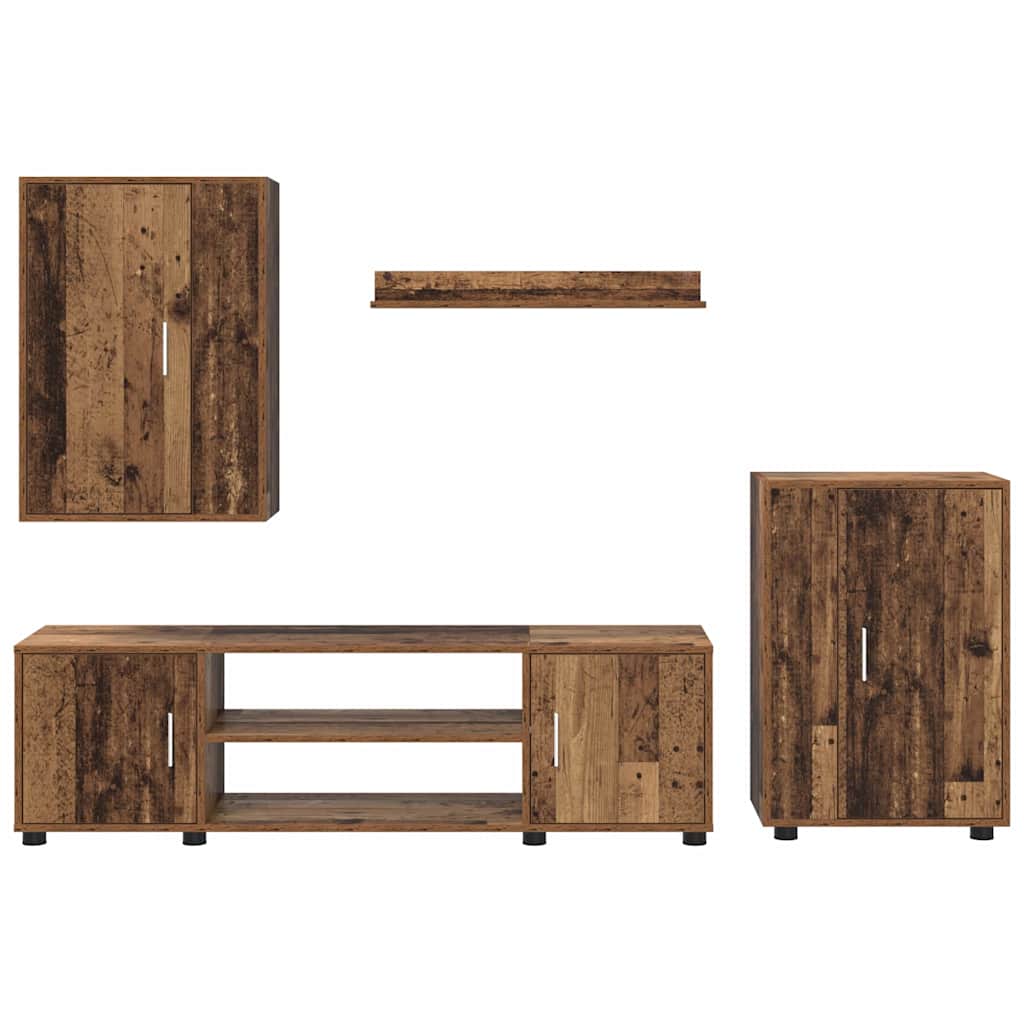 4 Piece TV Cabinet Set 4 pcs Old wood Engineered wood