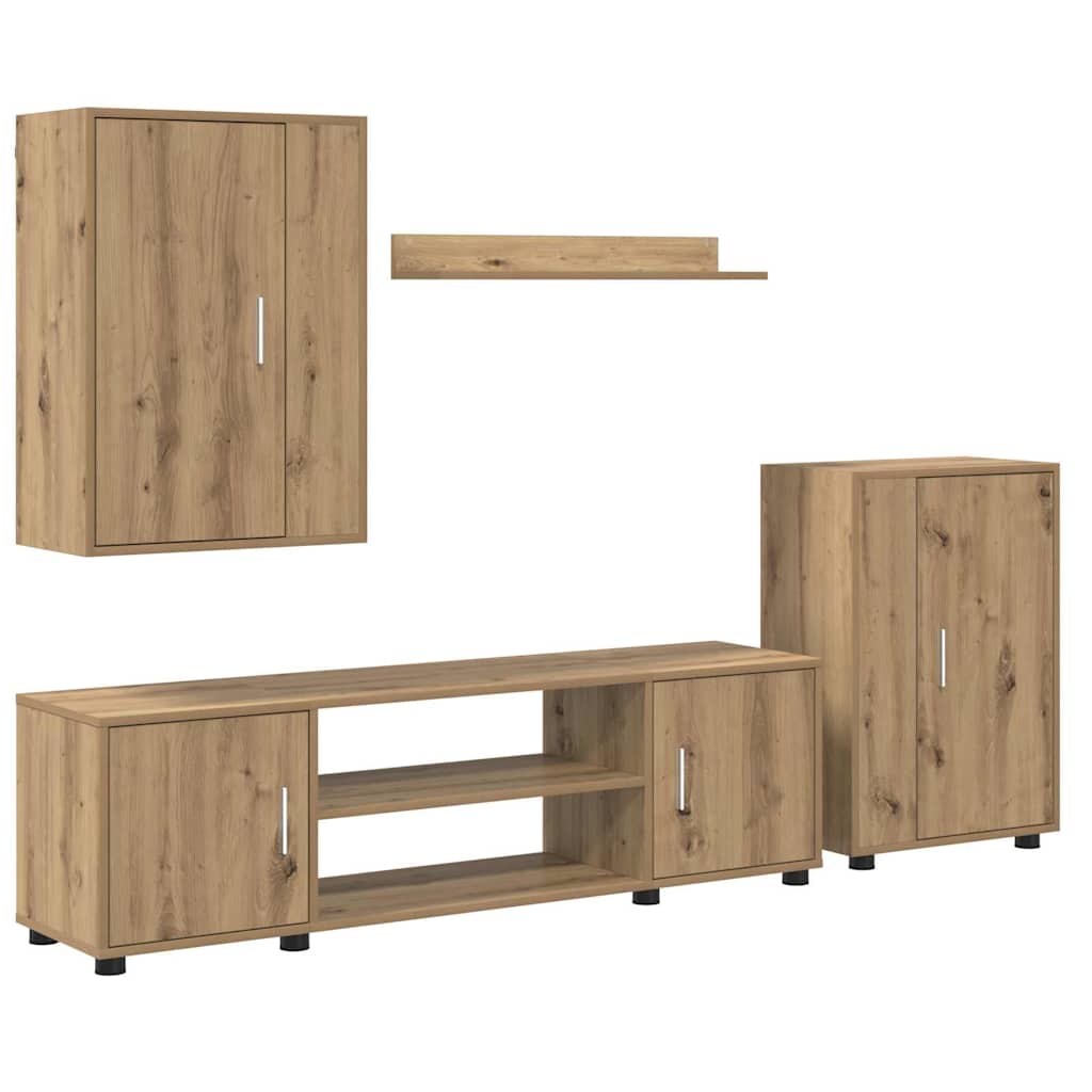 4 Piece TV Cabinet Set 4 pcs Artisan oak Engineered wood