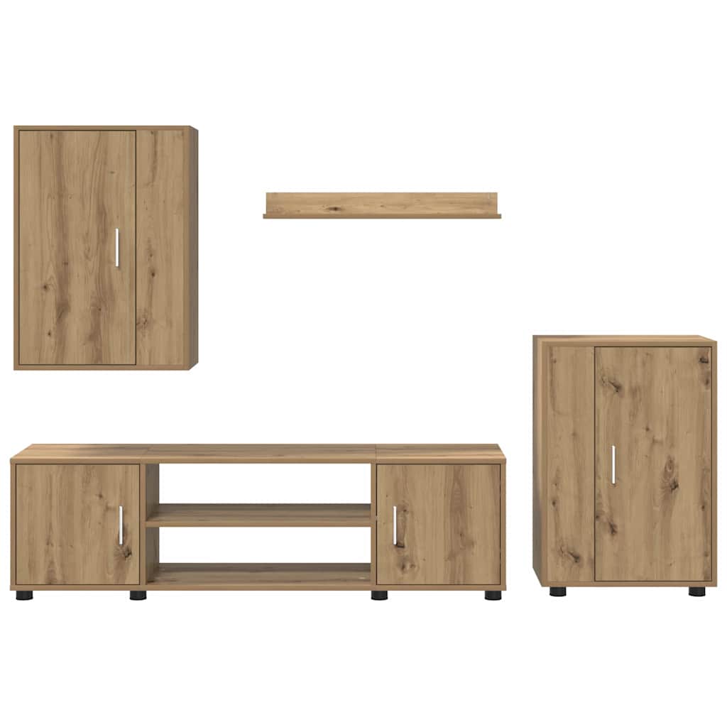 4 Piece TV Cabinet Set 4 pcs Artisan oak Engineered wood