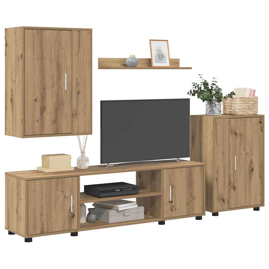4 Piece TV Cabinet Set 4 pcs Artisan oak Engineered wood
