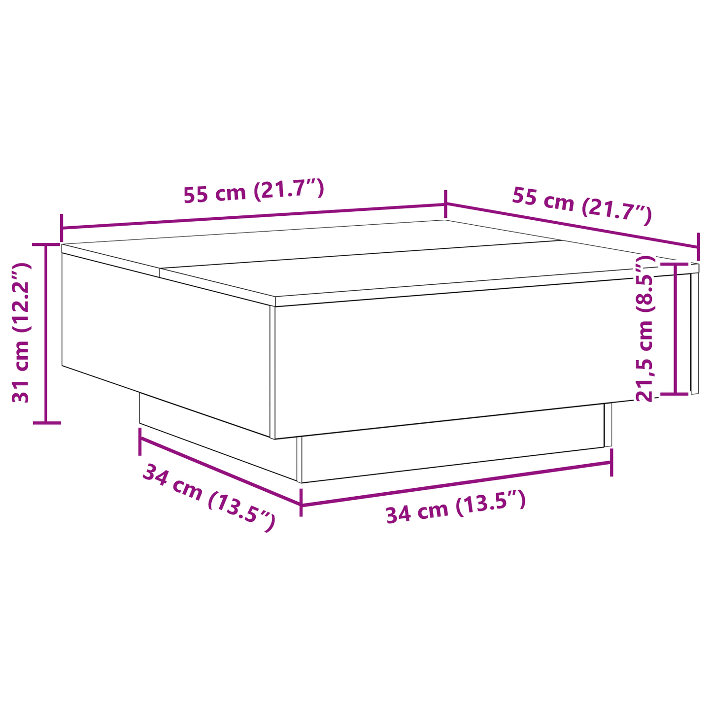 Coffee Table Old wood & & Blue 80 x 80 x 31 cm Engineered wood