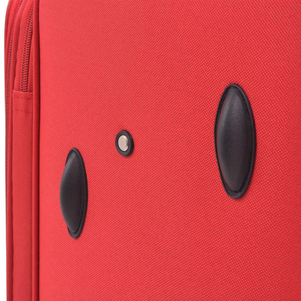 3 Piece Soft Case Trolley Set Red
