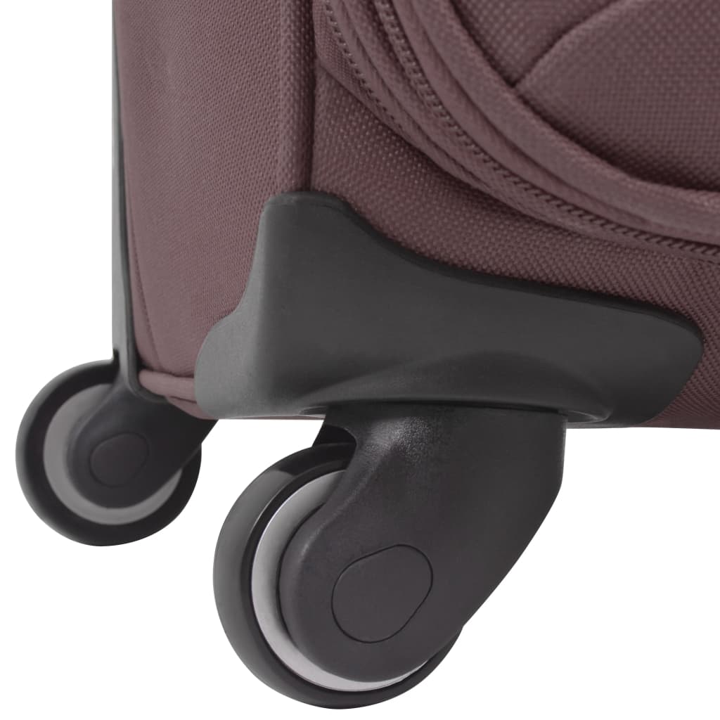 3 Piece Soft Case Trolley Set Coffee