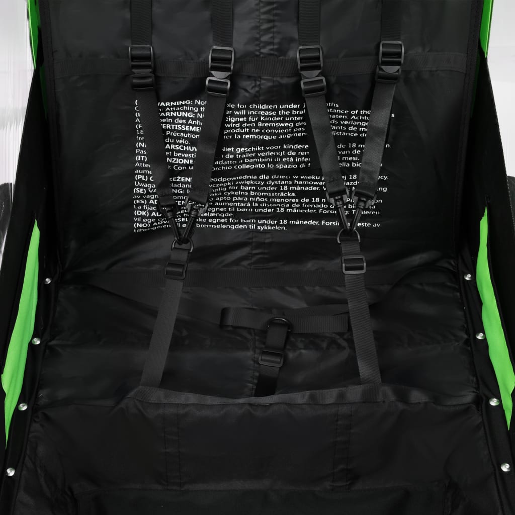2-in-1 Bike Trailer & Stroller Green and Grey