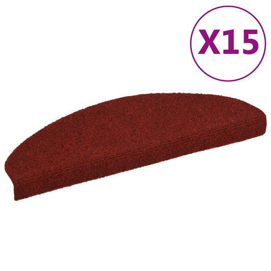 15 pcs Self-adhesive Stair Mats Needle Punch 65x21x4 cm Red