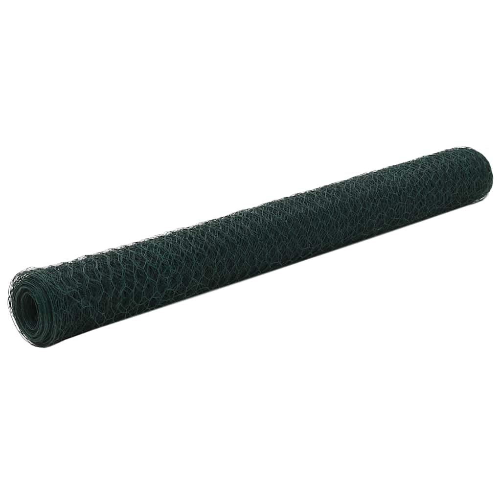 Chicken Wire Fence Steel with PVC Coating 25x1.2 m Green