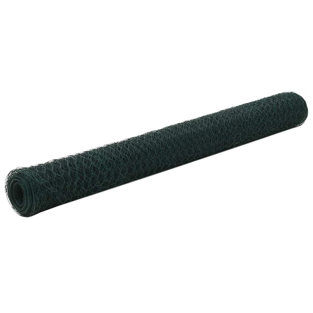 Chicken Wire Fence Steel with PVC Coating 25x1.2 m Green