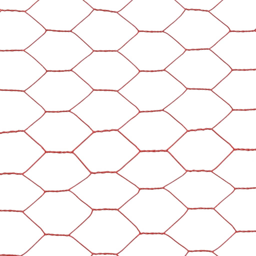 Chicken Wire Fence Steel with PVC Coating 25x0.75 m Red