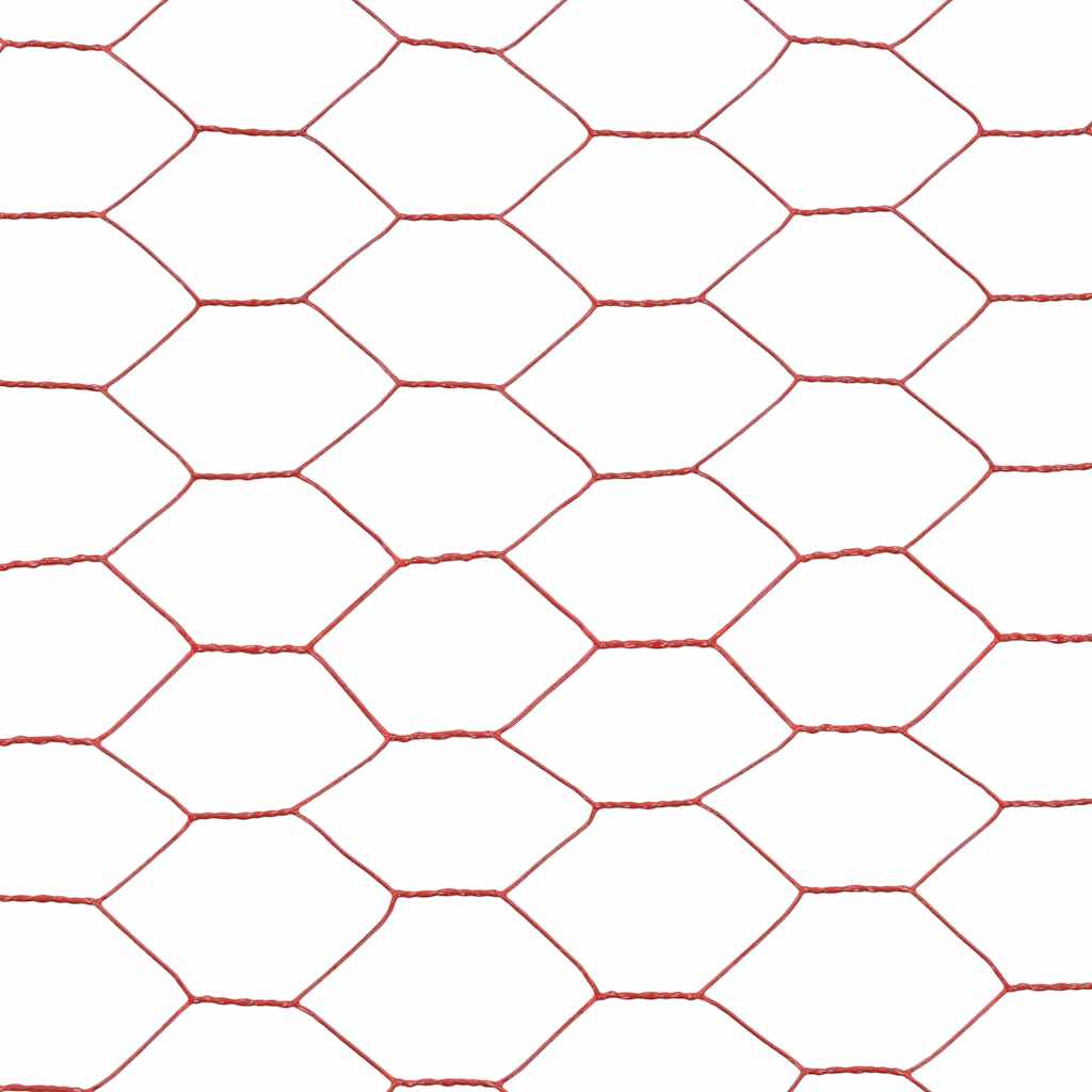 Chicken Wire Fence Steel with PVC Coating 25x1.2 m Red