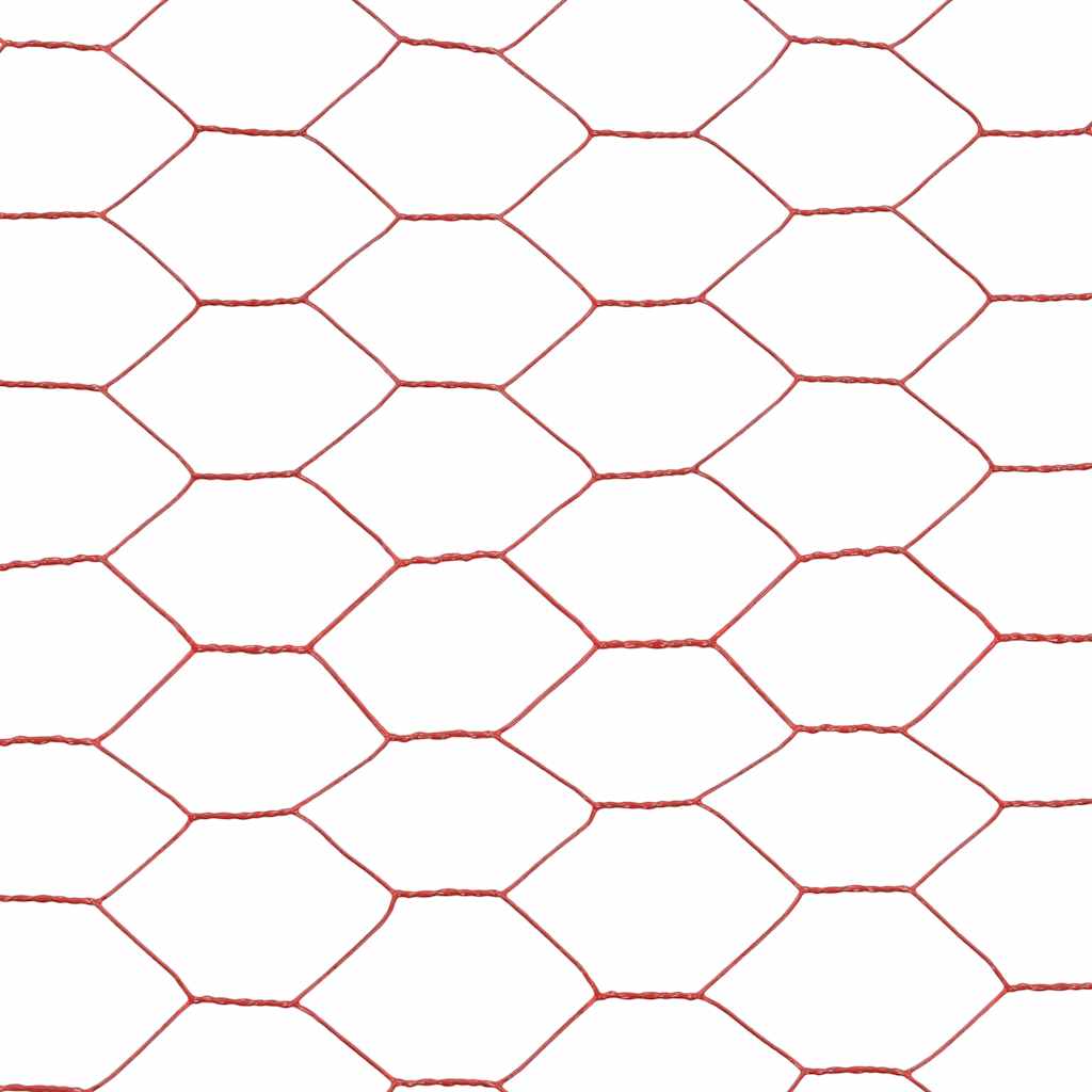Chicken Wire Fence Steel with PVC Coating 25x1.5 m Red