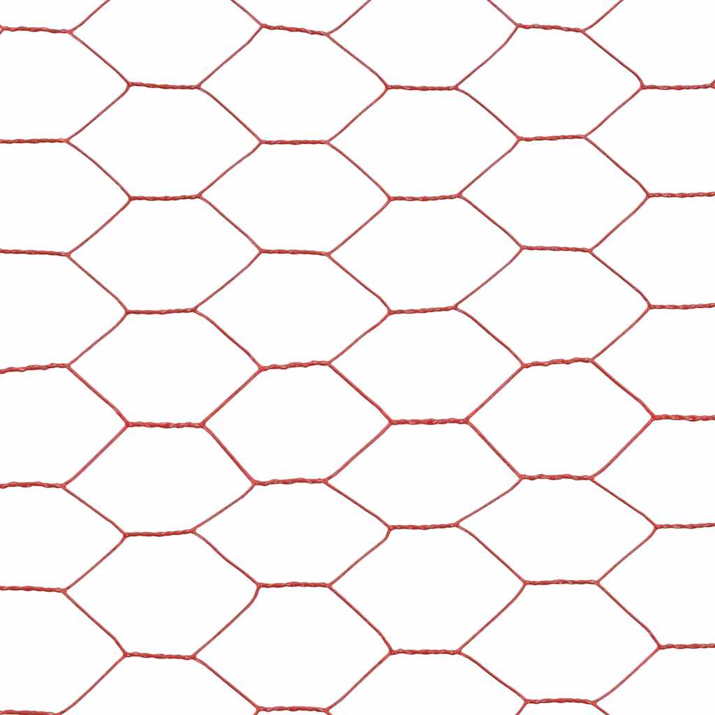 Chicken Wire Fence Steel with PVC Coating 25x1.2 m Red