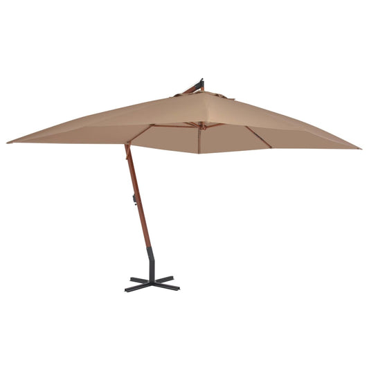Cantilever Garden Parasol with Wooden Pole 400x300 cm Taupe