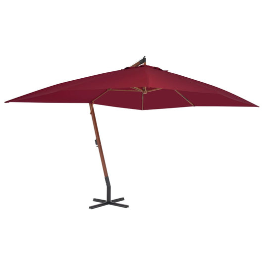 Cantilever Garden Parasol with Wooden Pole 400x300 cm Bordeaux Red