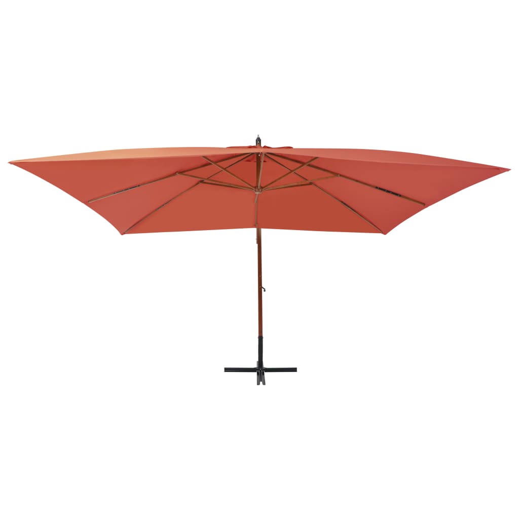 Cantilever Garden Parasol with Wooden Pole 400x300 cm Terracotta