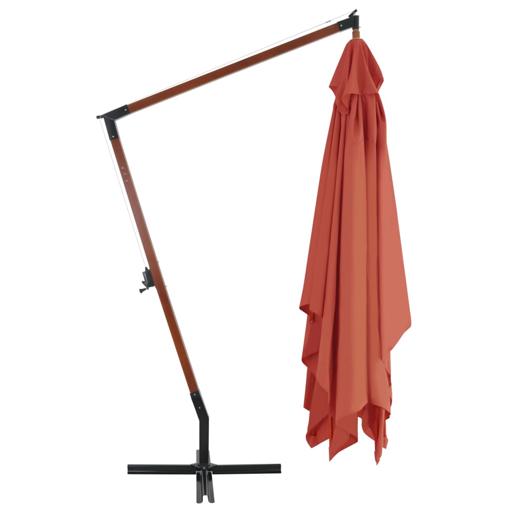 Cantilever Garden Parasol with Wooden Pole 400x300 cm Terracotta