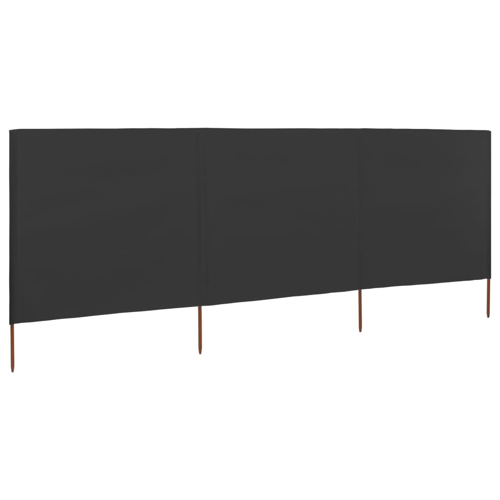 3-panel Wind Screen Fabric 400x120 cm Anthracite