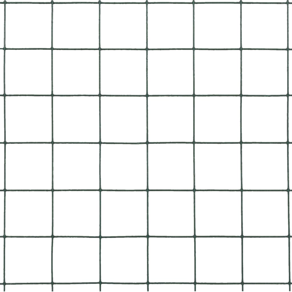 Chicken Wire Fence Steel with PVC Coating 25x1.5 m Green