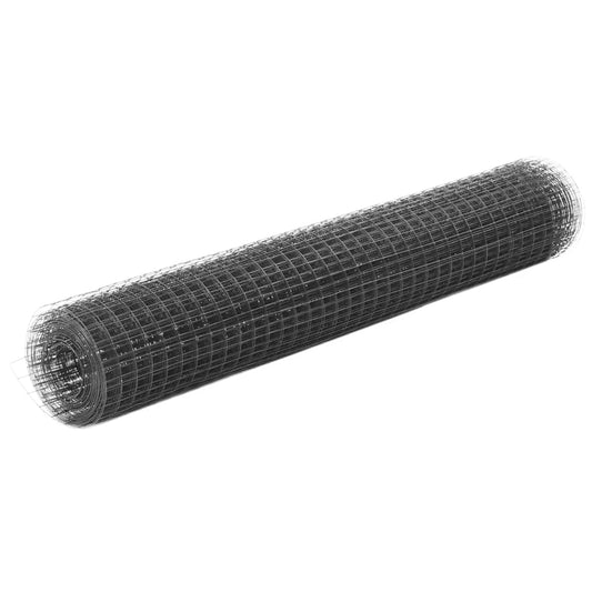 Chicken Wire Fence Steel with PVC Coating 25x1 m Grey