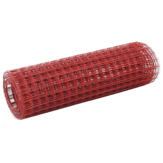Chicken Wire Fence Steel with PVC Coating 25x0.5 m Red