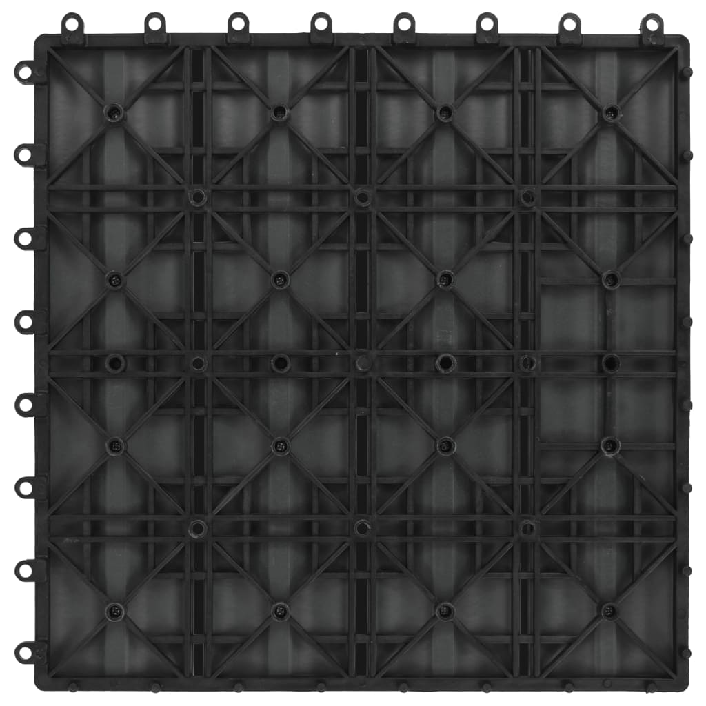 11 pcs Decking Tiles Deep Embossed WPC 30x30 cm 1 sqm Black