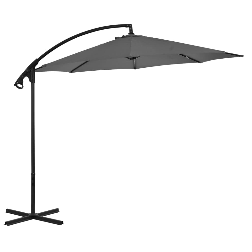 Cantilever Garden Parasol with Steel Pole 300 cm Anthracite