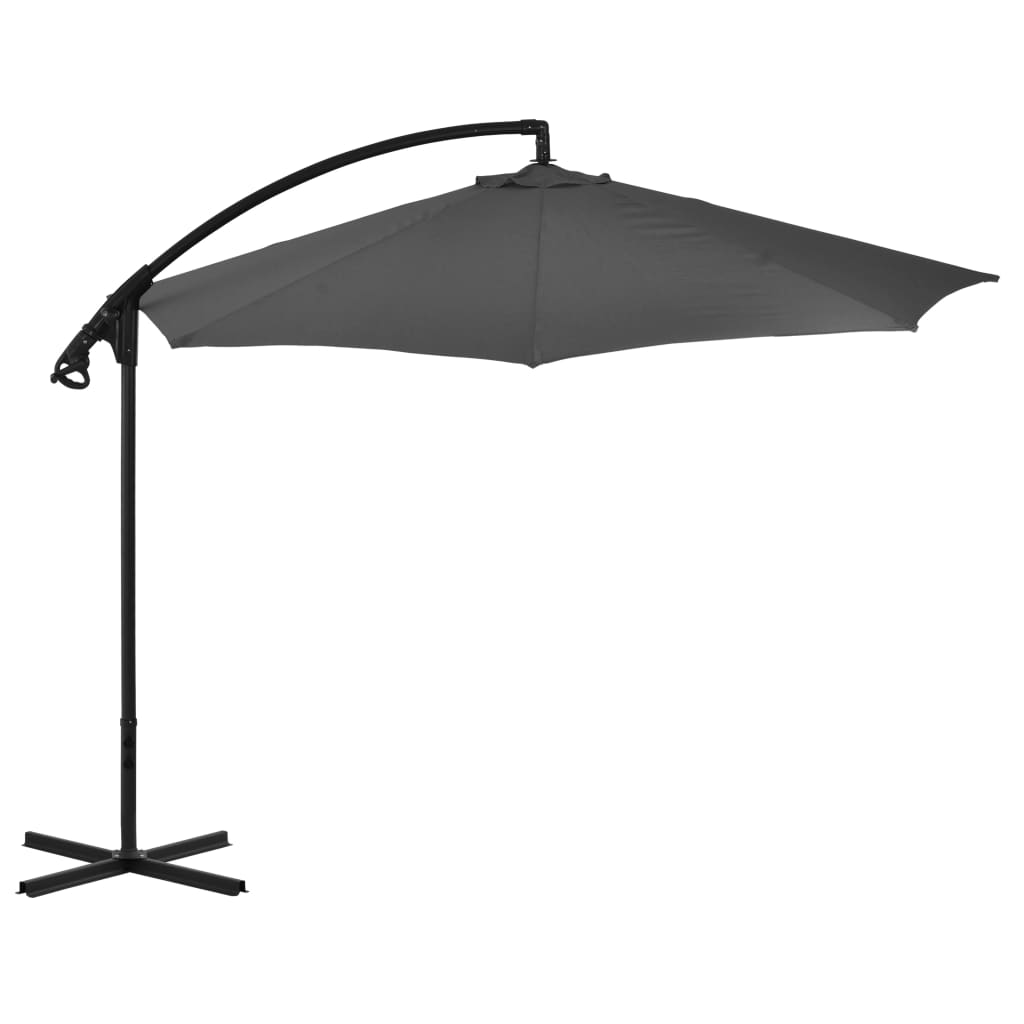 Cantilever Garden Parasol with Steel Pole 300 cm Anthracite