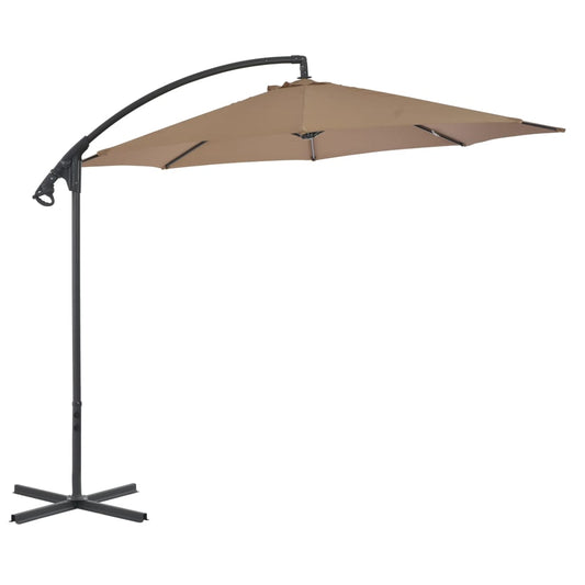 Cantilever Garden Parasol with Steel Pole 300 cm Taupe