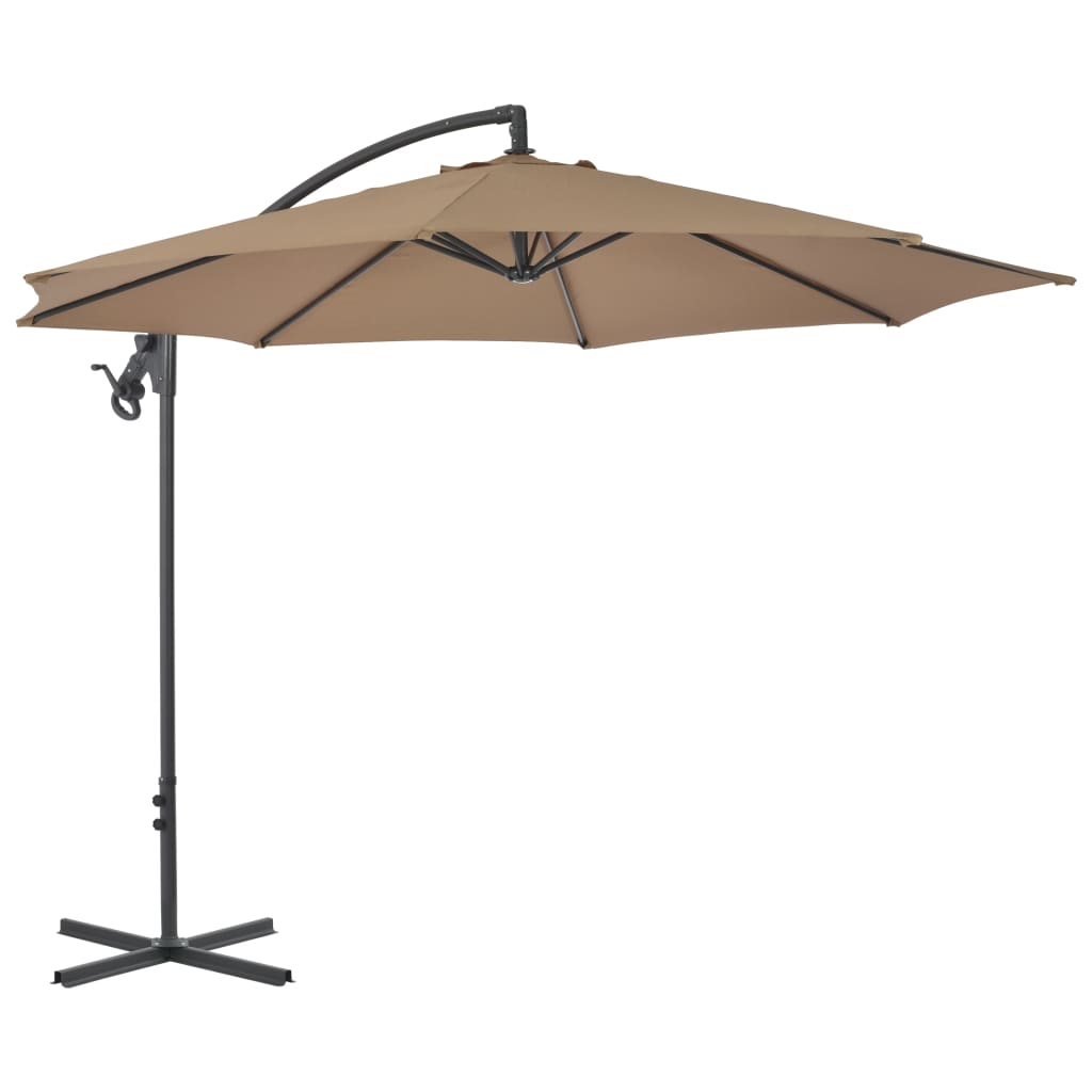 Cantilever Garden Parasol with Steel Pole 300 cm Taupe