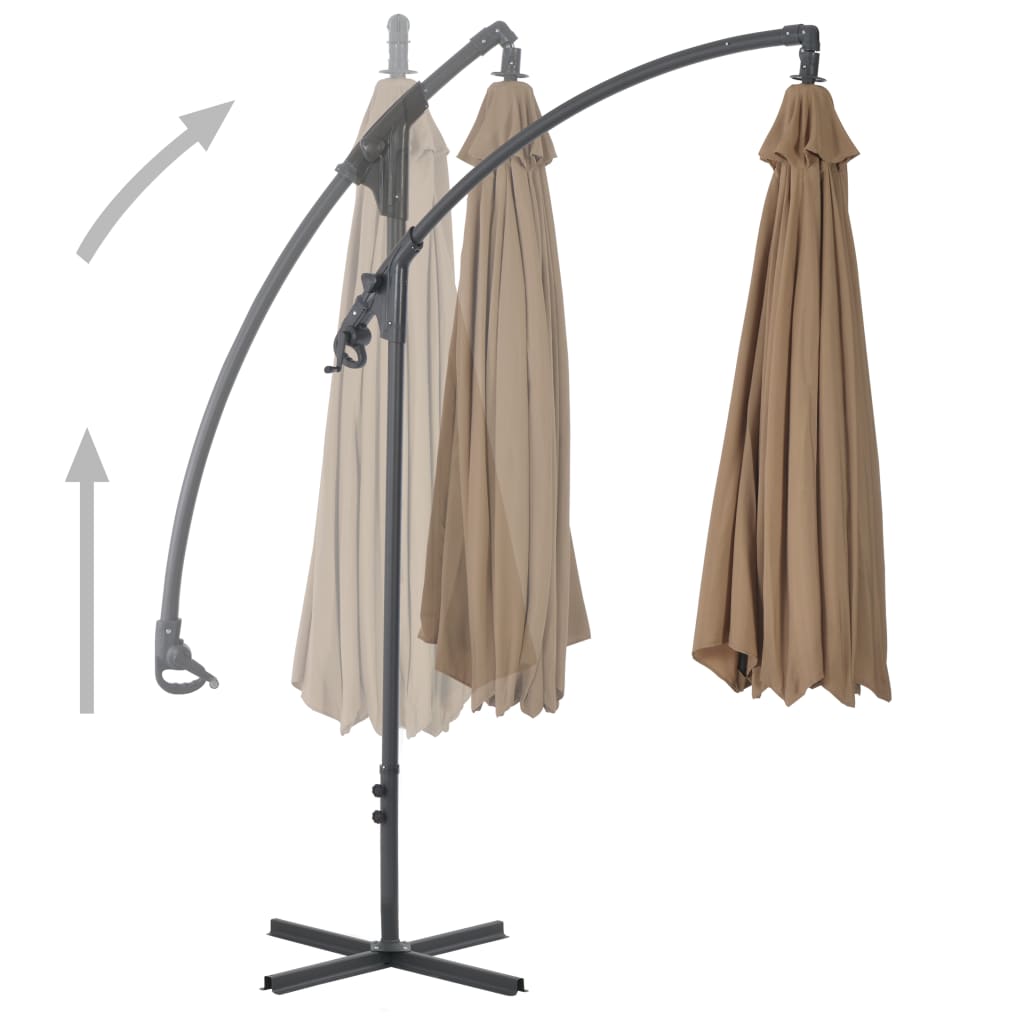 Cantilever Garden Parasol with Steel Pole 300 cm Taupe