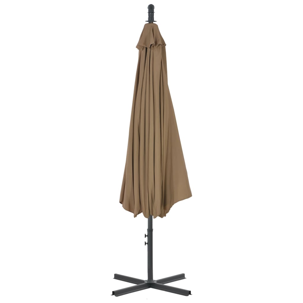 Cantilever Garden Parasol with Steel Pole 300 cm Taupe