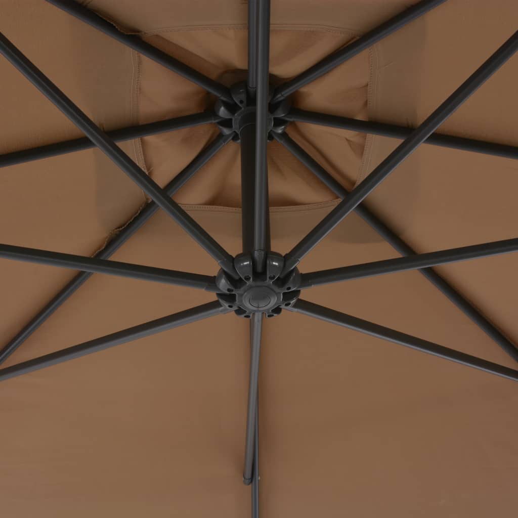 Cantilever Garden Parasol with Steel Pole 300 cm Taupe