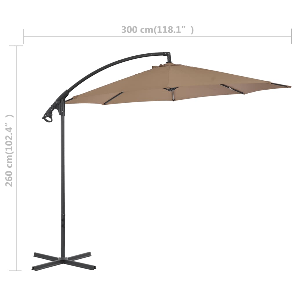 Cantilever Garden Parasol with Steel Pole 300 cm Taupe