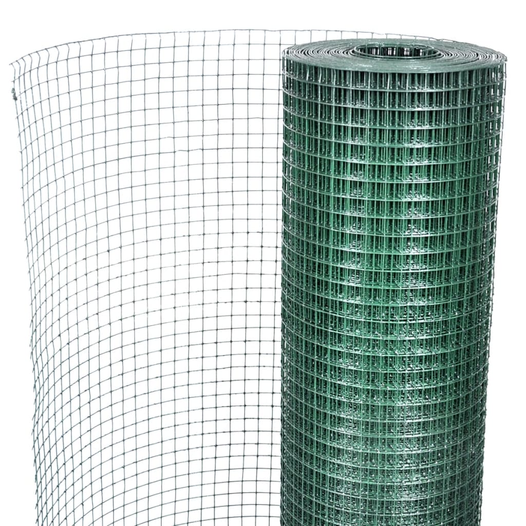Chicken Wire Fence Galvanised with PVC Coating 10x1 m Green
