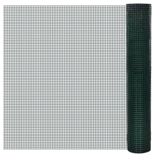 Chicken Wire Fence Galvanised with PVC Coating 25x1 m Green