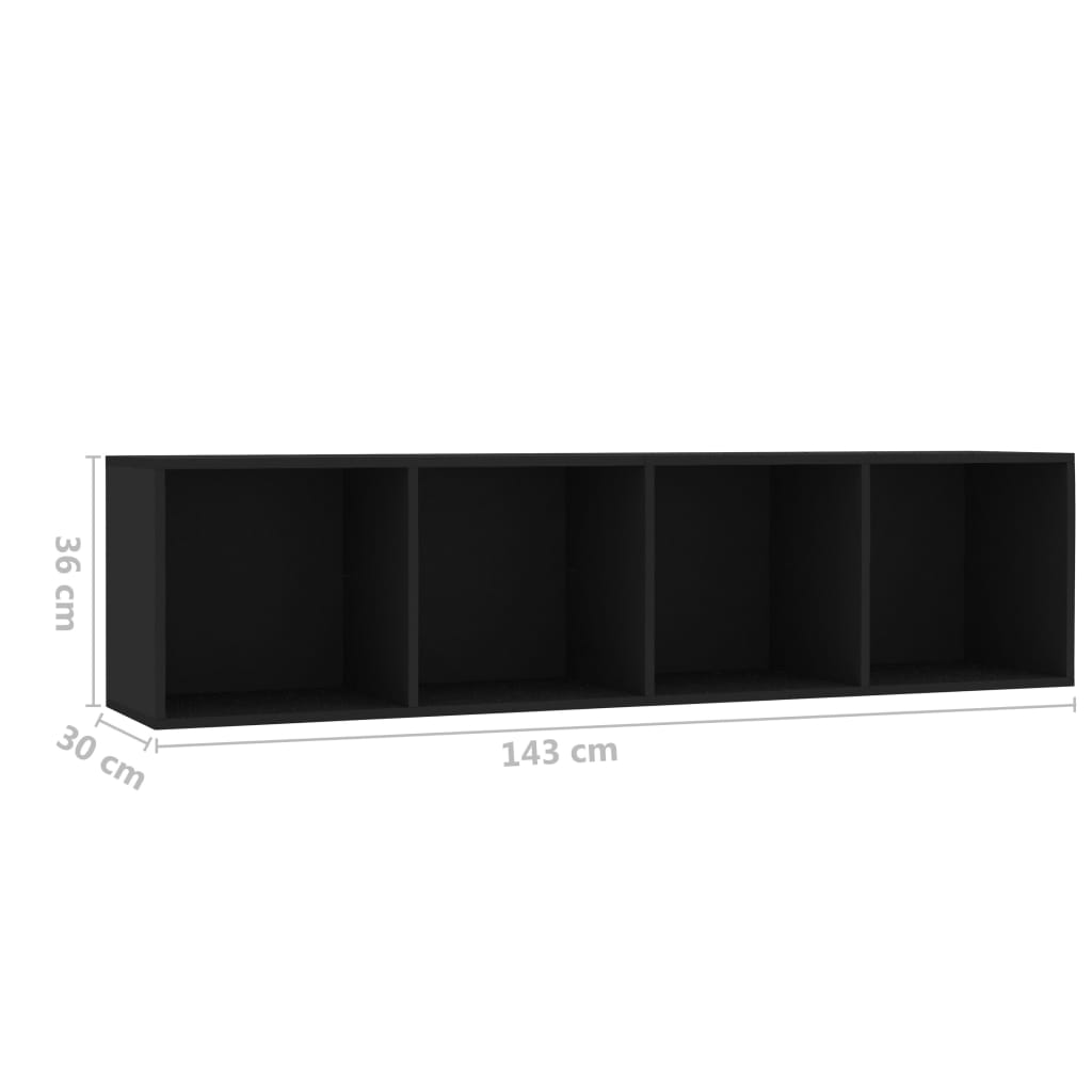 Book Cabinet/TV Cabinet Black 143x30x36 cm